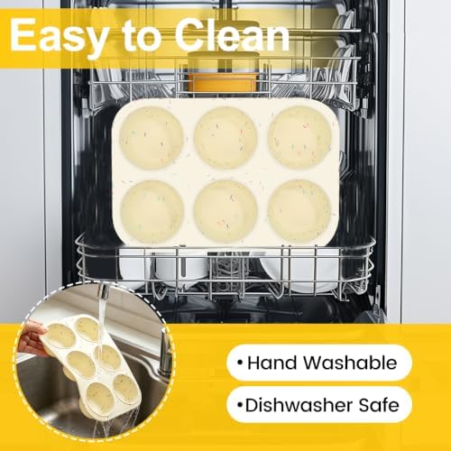 Silicone Muffin Pan for Baking, Large Muffin Pan 6 Cup Jumbo Size