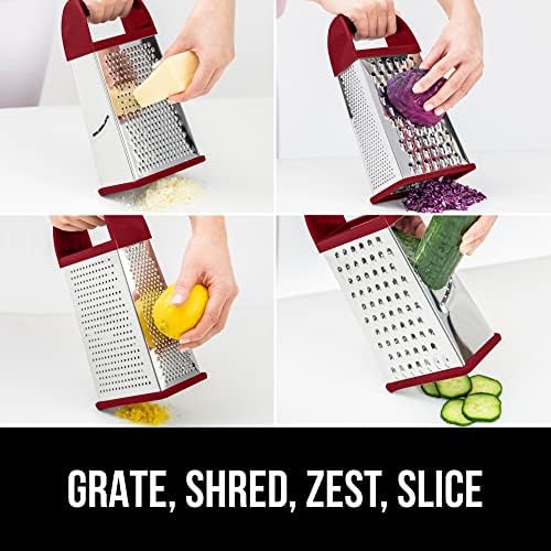GORILLA GRIP® XL 4-Sided Stainless Steel BPA-Free Cheese Grater, Red
