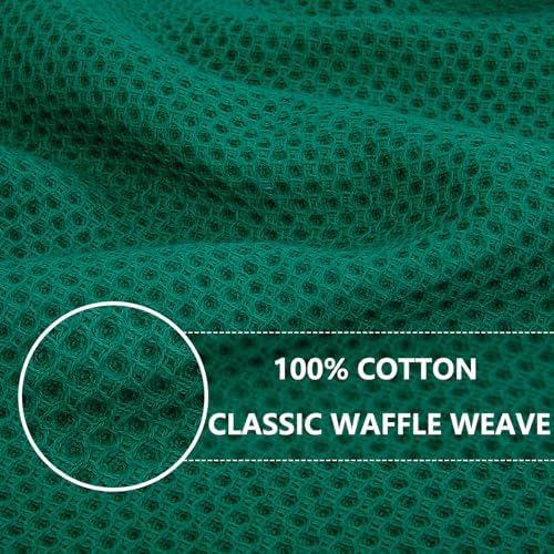 Homaxy 100% Cotton Waffle Weave Kitchen Dish Towels 6-Pack, Dark Green