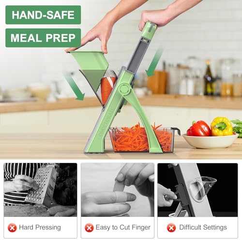 All in 1 Upgraded Version Safe Mandoline Slicer for Kitchen, Veggie Slicer