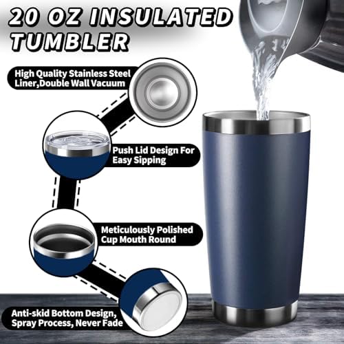HAOLI 1 Pack 20oz Stainless Steel Tumbler with Lid/Dark-Blue