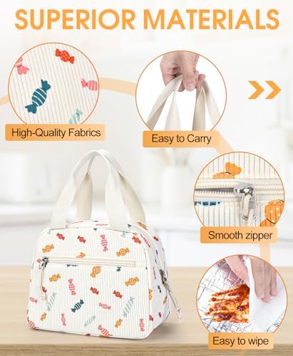 Lunch Bag for Women, Corduroy Small Insulated Lunch Box