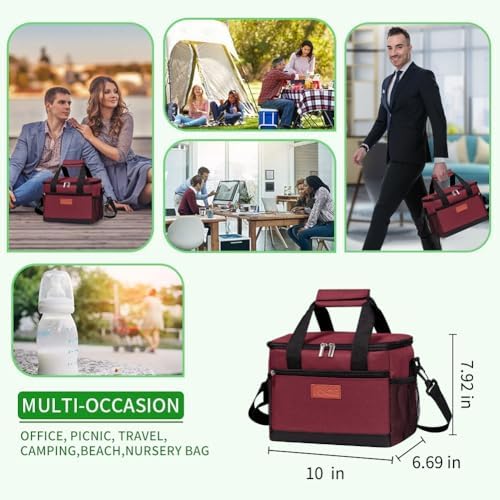 iknoe Insulated Lunch Bag, Foldable 8.5L Cooler Bag for Men & Women, Lunch Box