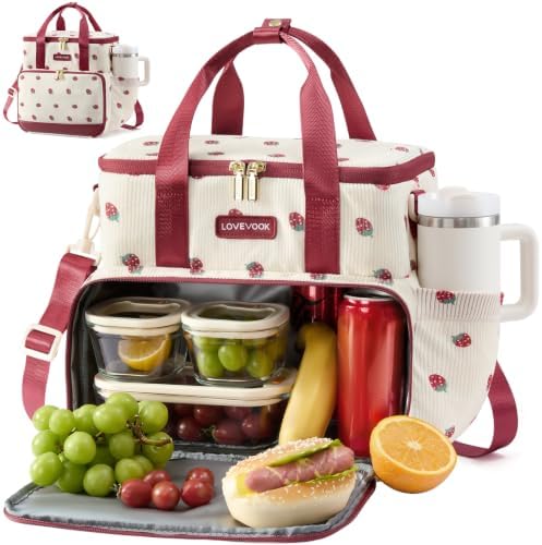 LOVEVOOK Insulated Lunch Bag for Women Men, Large Double Deck Lunch Box