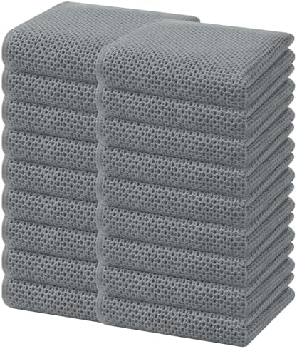 Homaxy 100% Cotton Waffle Weave Kitchen Dish Towels 18-Pack, Grey