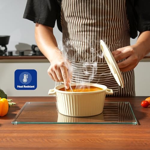 Kitchenville Glass Cutting Board 16"x12": Tempered Glass Kitchen Counter Protector - Durable- Scratch-Resistant, Heat-Proof - Clear Design