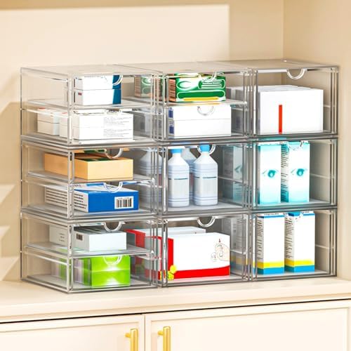 caktraie 4-Drawer Acrylic Storage Organizer for Desk, Crafts,Vanity