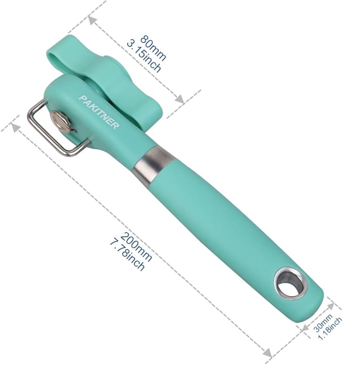 PAKITNER- Cut safe Manual can opener smooth edge - handheld Side cut can opener, Ergonomic Smooth Edge, Food Grade Stainless Steel Cutting Can Opener for Home, Kitchen & Restaurant, Green