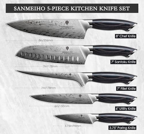 5PCS Knife Set, Kitchen Knife Sets in Powder Steel