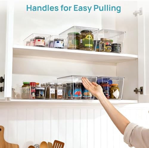 Vtopmart 10 Pack Clear Storage Bins with Lid Set for Pantry Organizer