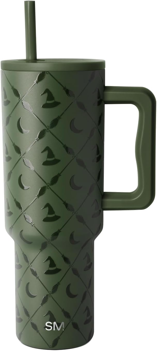 Simple Modern Halloween 40 oz Trek Tumbler with Handle and Straw Lid | Cup Holder Friendly Insulated Stainless Steel Travel Mug | Argyle Witch