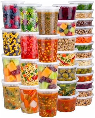 48 Sets Plastic Food Storage Deli Containers w/ Lids 8oz, 16oz & 32oz Quart