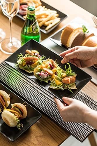 Gomakren Black Serving Platters 10 Inch Rectangular Serving Dishes Set of 4