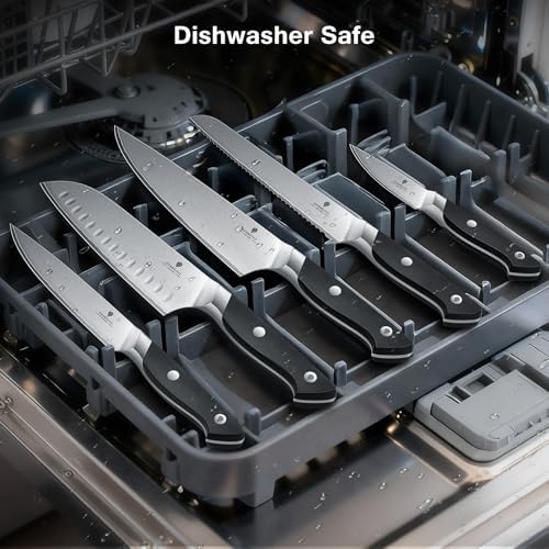16 PCS Japanese Kitchen Knife Set with Block, Dishwasher Safe