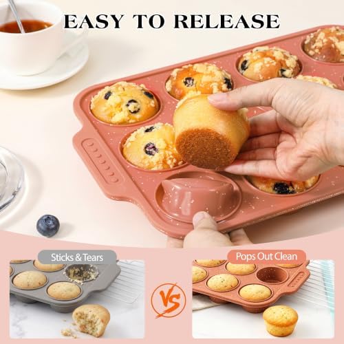 Silicone Muffin Pans for Baking with Metal Reinforced Frame