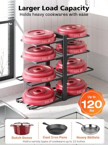 MUDEELA 8-Tier Heavy Duty Pots and Pans Organizer under Cabinet, Black