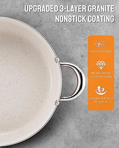 BEZIA 8 Quart Nonstick Stock Pot with Lid, Induction Cooking Pot PFOA-Free