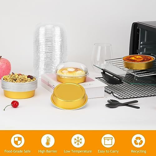 LNYZQUS 8oz Mini Pie Tins with Lids 50 Pack, 4 Inch Individual Cake Pans