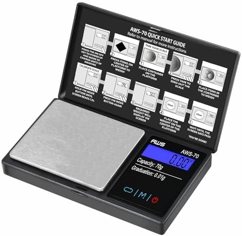AMERICAN WEIGH SCALES Series Digital Pocket Weight Scale 70g x 0.01g, (Black), American WEIGH SCALES-70-BLK