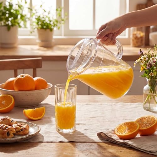 Tessco 12 Pcs Plastic Pitchers 60 Oz Clear Water Beer Jug Large,Fashion