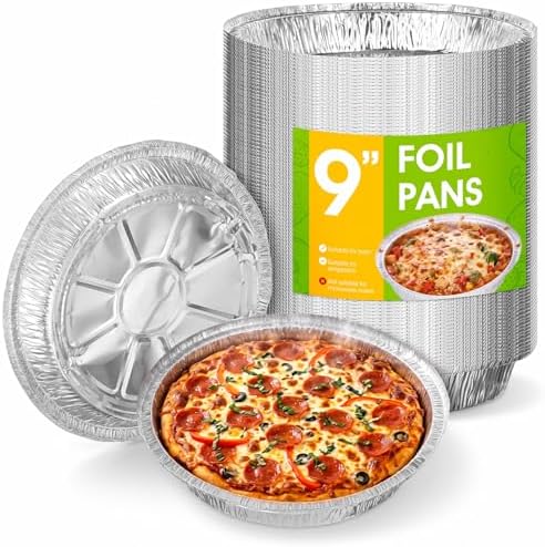 75 Pack 9" Aluminum Foil Pie Tins, Round Aluminum Foil Pie Pans, Tins Disposable Foils Plates Freezer Oven Safe for Baking, Cooking, Quiche, Tarts, Pies, Takeout Spare Essentials