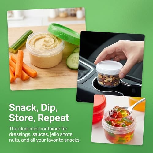 EONJOE 2oz Airtight Small Plastic Food Storage Containers with Lids, 12pcs