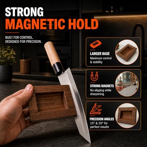 Rolling Knife Sharpener 15 & 20 Degrees Dual Angle Magnetic Knife Sharpener Kit for Kitchen & Chef Knives, Perfect Kitchen Gift