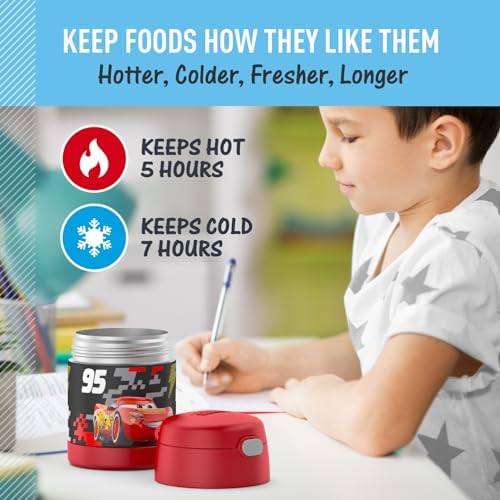 THERMOS FUNTAINER Kids Food Jar with Spoon, Cars, 10 Ounce (Pack of 6)