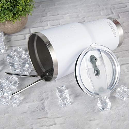 D·S 30oz White Tumbler Double Wall Vacuum Insulated Travel Coffee Mug