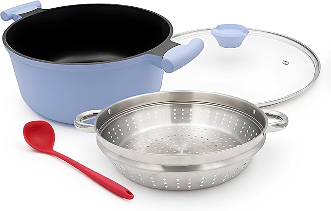 Steamer Pot for Cooking, 6.5 Qt Steam Pot with Lid, Nonstick Cooking Pot with Vegetable & Dumpling Steamer Basket, Food Steamer Cookware, Stay-Cool Handles, Induction Compatible, PFOA Free