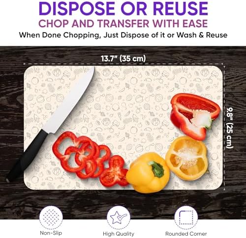 Purple Dot 30 Pc Disposable Cutting Board Sheets - Durable Chopping Board for Meat, Chicken, Fish, Vegetables; Large, Portable, Flexible Cutting Board Mats for Kitchen, Crafts and Art Project, Camping