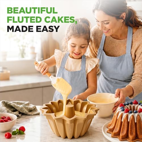 NutriChef 9 Inch Cake Pan - 7 Cups Die-Cast Aluminum Cake Mold for Baking - Sloped Edges for Uniform Baking, Nonstick for Easy Release and Even Bake, Durable Design, Ideal for Desserts and Casseroles