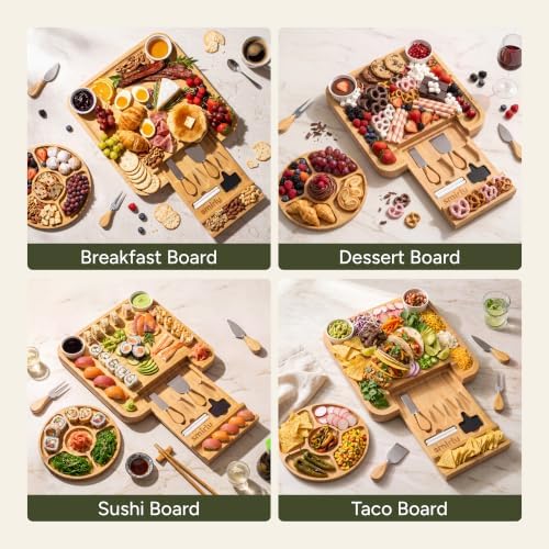 SMIRLY Charcuterie Board Set with Serving Accessories, Bamboo