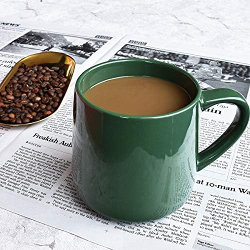 Bosmarlin Glossy Ceramic Coffee Mug, Tea Cup for Office and Home, 18 oz, Suitable for Dishwasher and Microwave(Dark Green, 2)
