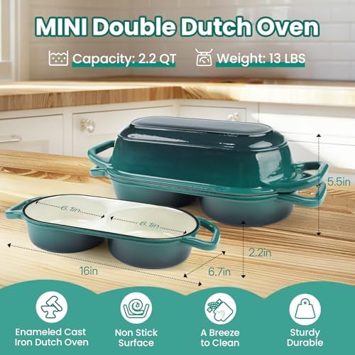 YONILL Mini Double Dutch Oven with Lid for Sourdough Bread Baking
