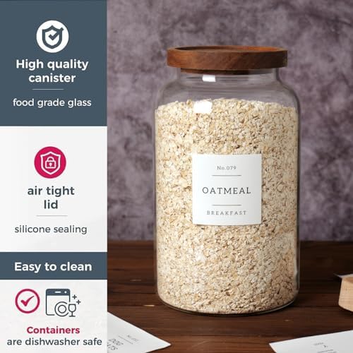 CZSZYGHBAO 2 PCS Large Glass Jar with Airtight Lid, Glass Food Storage Jars for Tea,Spice,Cereal, Egg,Flour,Coffee and More(98 FL OZ/2800 ml)