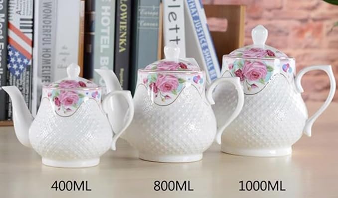 123Arts Small Teapot, Flower Teapot, Ceramic Tea Pot, Small Tea Pot for 1 Person Use,13oz,400ml