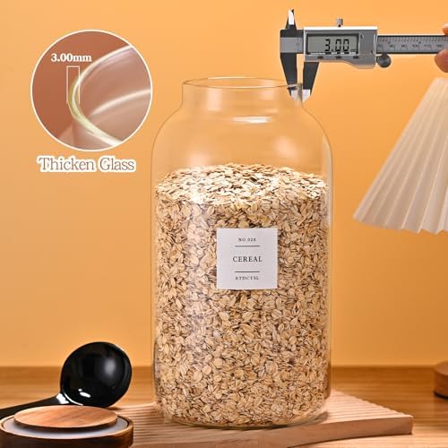 2 PCS Large Glass Jar With Lid，Glass Food Storage Jars for Flour,Sugar,Coffee,Rice, Walnut，Nutsand More(1 gallon/4000 ml)