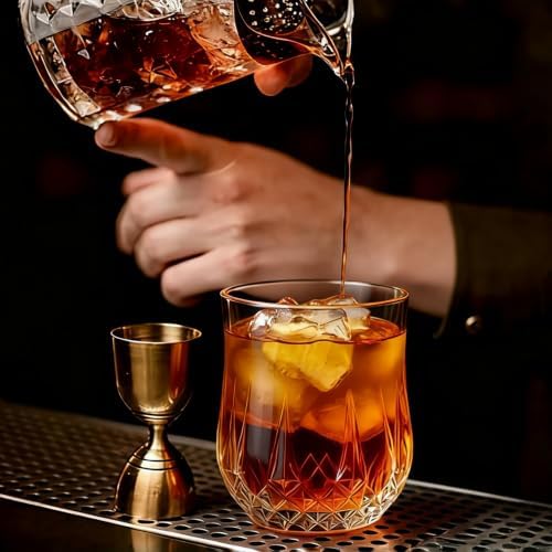 Ruckae Drinking Glasses Set of 8, Clear Curvature Glass Cups, 11 oz & 7 oz