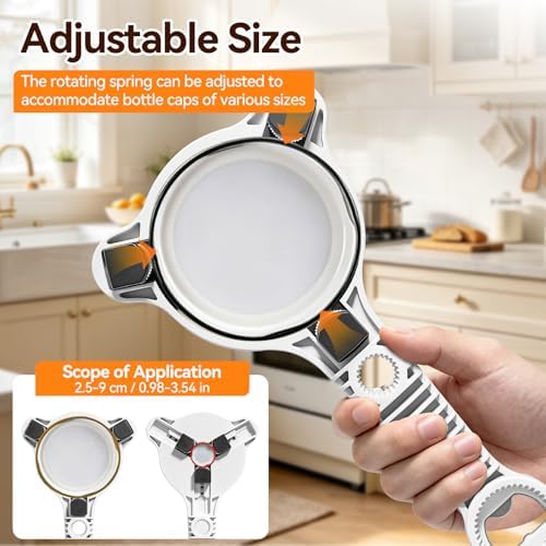 4-In-1 Jar Opener for Weak Hands & Seniors, Adjustable Fits Lid 0.98-3.54In