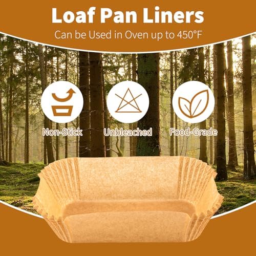 100 Pcs Loaf Pan Liners for Baking Bread 9x5 Inch, Disposable Non-Stick Bread Pan Liners, Pre Formed Rectangle Parchment Paper, Perfect for Baking Banana Bread, Cakes, Sourdough Bread(Brown)