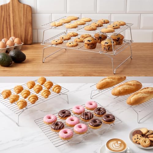 Homikit 10"x15" Stainless Steel Cooling Racks, 4-Tier Large Baking Rack Set