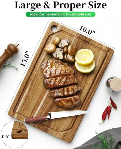 Kitsure Acacia Wood Cutting Board for Kitchen, Large, Edge Grain