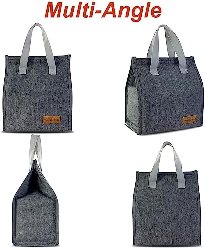 Mziart Minimalist Lunch Bag Small Insulated Lunch Box for Women Men, Grey