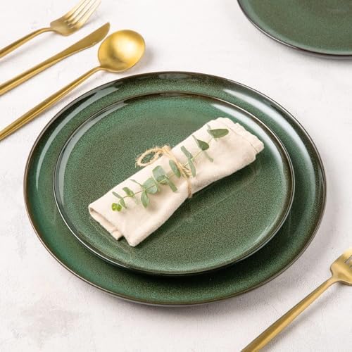 LERATIO Ceramic Plate Set of 6,8.5 Inch Reactive Glaze Salad Plates