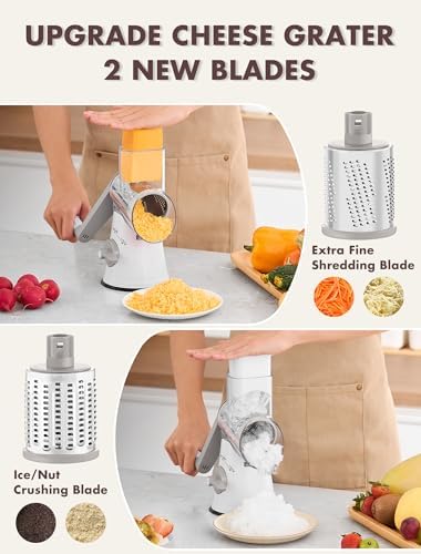 GDL Cheese Grater Hand Crank, Rotary Cheese shredder, Vegetable Slicer