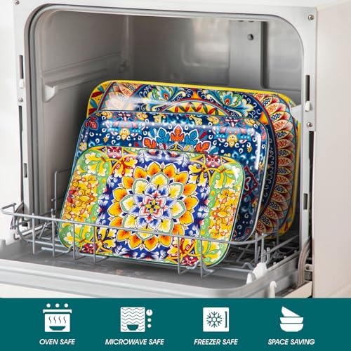 vancasso Serving Platters Set of 3, 16"/14"/12" In Rectangular Trays Retro