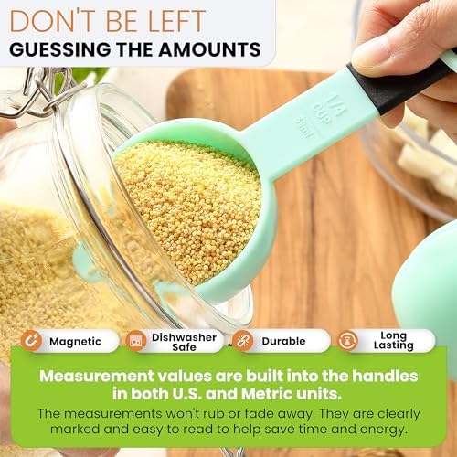 Spring Chef Magnetic Measuring Cups and Spoons Set of 9 - Mint