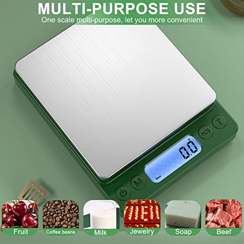 Digital Food Scale for Food Ounces and Grams，YONCON 3000g/0.1gram Accuracy Multifunctional Kitchen Scale for Cooking, Baking | Small Size for Easy Storage | Tare Function