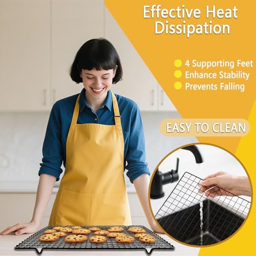 VNIMTI 2 Pack Cooling Rack for Baking Cooking, 16" x 10" Squares Wire Racks